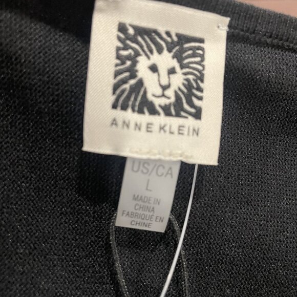 NWT Anne Klein Black Embellished Studded Pullover Sweater Rhinestone Top L - Picture 5 of 7